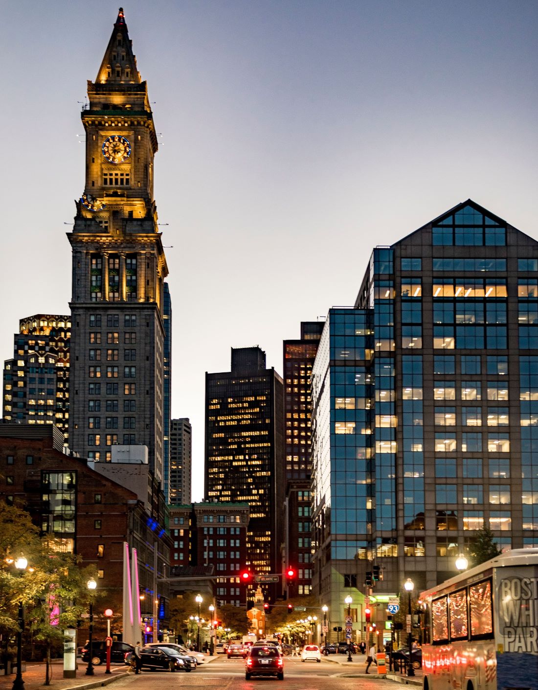 Boston's street at night